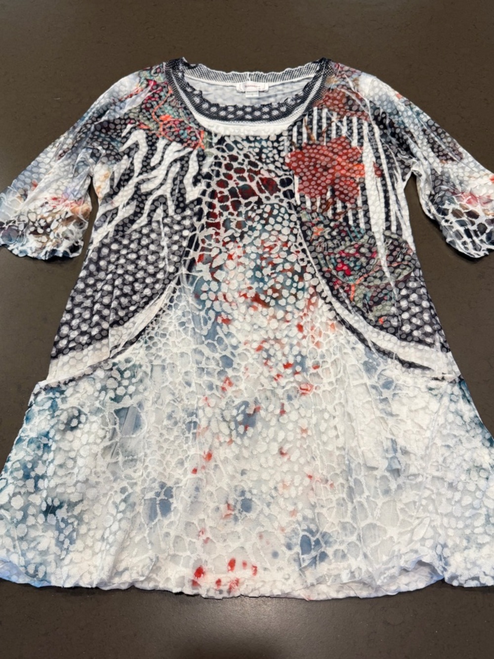 Kamana Multicolor Lace Overlay Top Sz: S